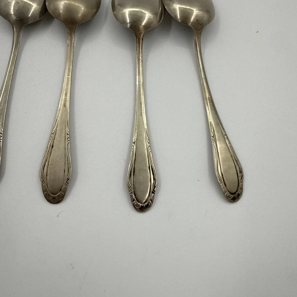 Silvia Made In Germany Vintage Silver Plated Spoons Rococo Style Set Of 5
